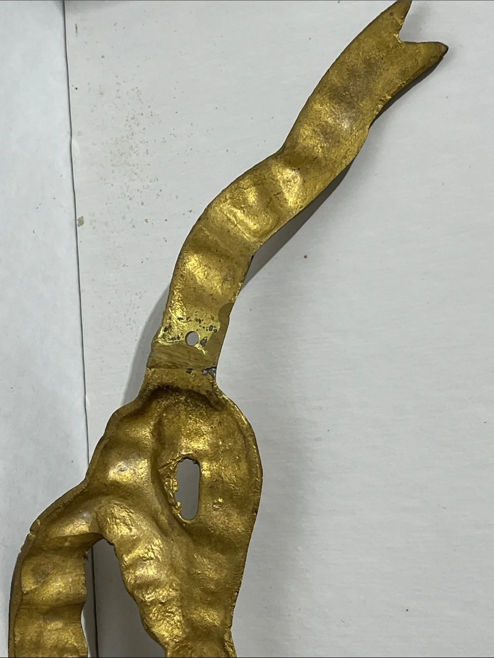 VTG Brass Ribbon Bow Swag Draping Wall Hanging Accent Decor 14.25”x4”